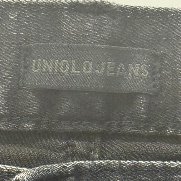 *Uniqlo Jeans Mens 34X32 Black Denim Straight Leg Dark Wash Stretch - Picture 8 of 11